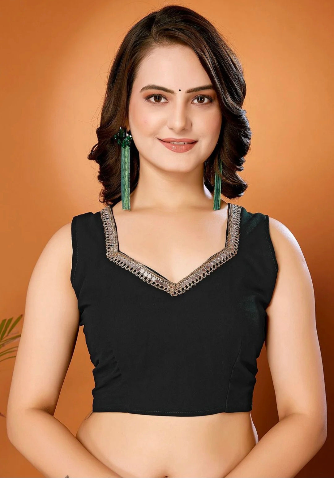 TAGALE Solid/Plain Bollywood Georgette Saree (Black)
