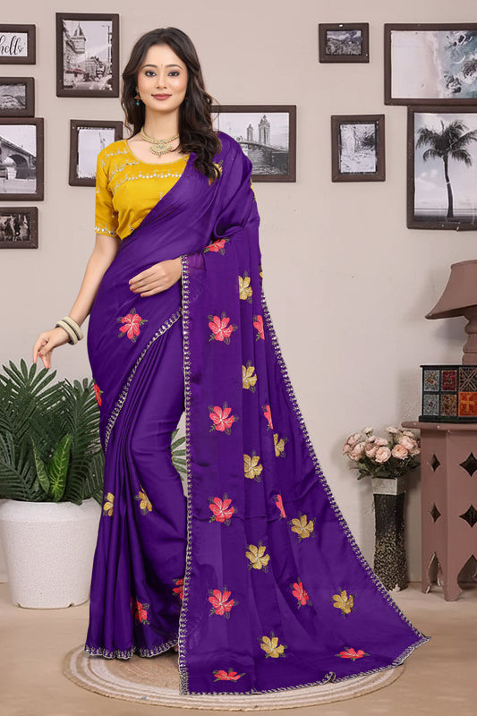 Embroidered Beads & Stones Ragoli Designer Saree