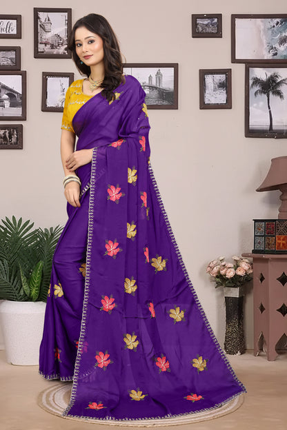 Embroidered Beads & Stones Ragoli Designer Saree