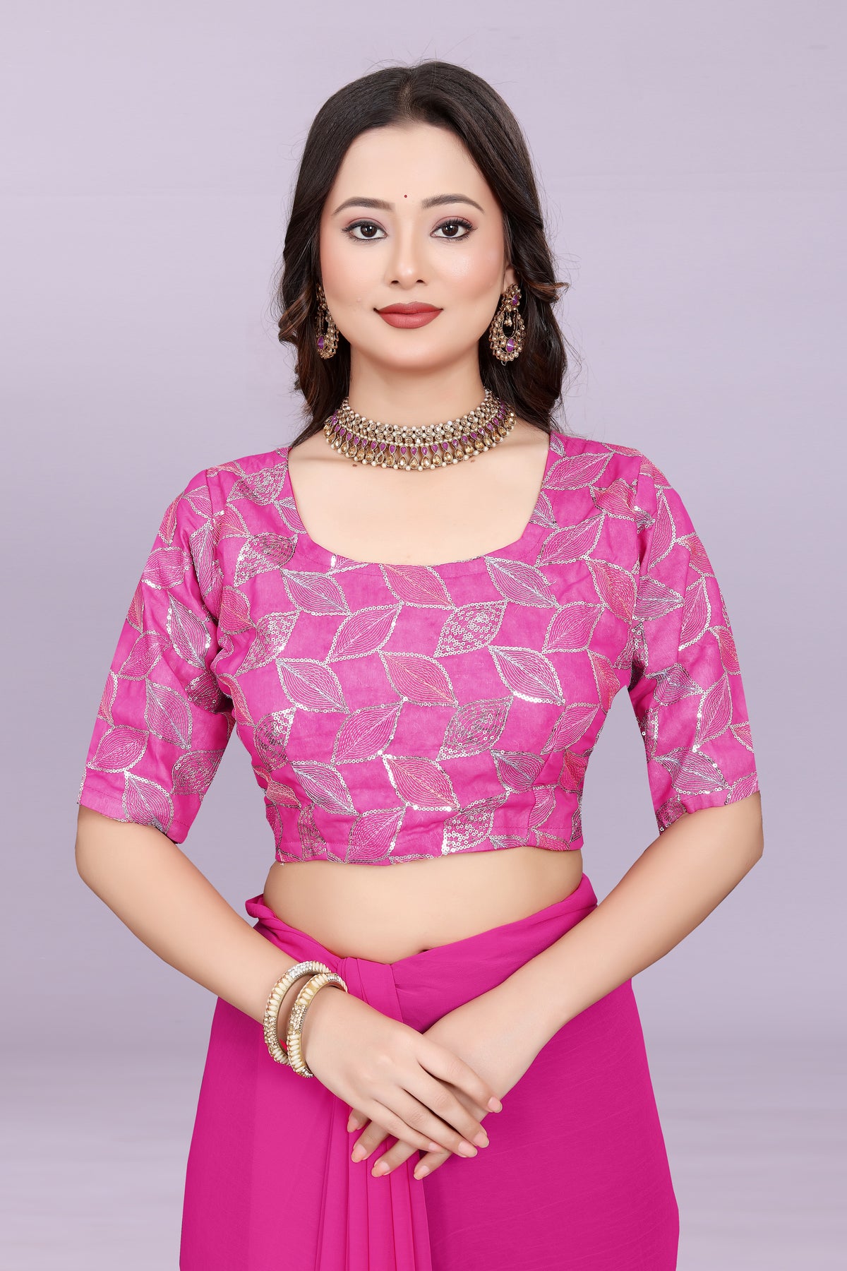 TAGALE Embroidered Bollywood Georgette Saree(Rani)