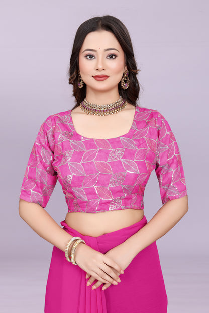 TAGALE Embroidered Bollywood Georgette Saree(Rani)