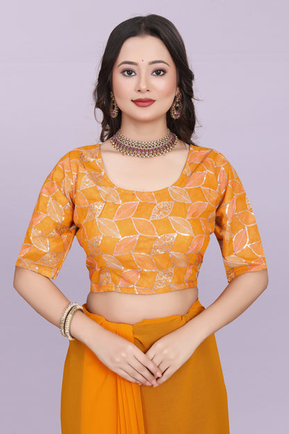 TAGALE Embroidered Bollywood Georgette Saree(Musturd)