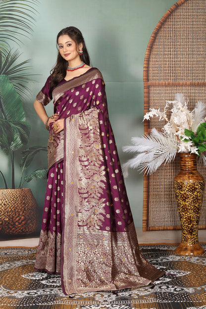 TAGALE Self Design Banarasi Art Silk Saree