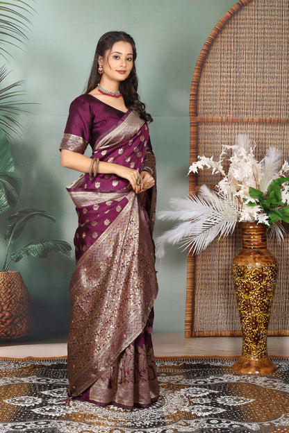 TAGALE Self Design Banarasi Art Silk Saree