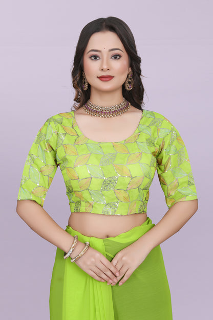 TAGALE Embroidered Bollywood Georgette Saree(Parrot)
