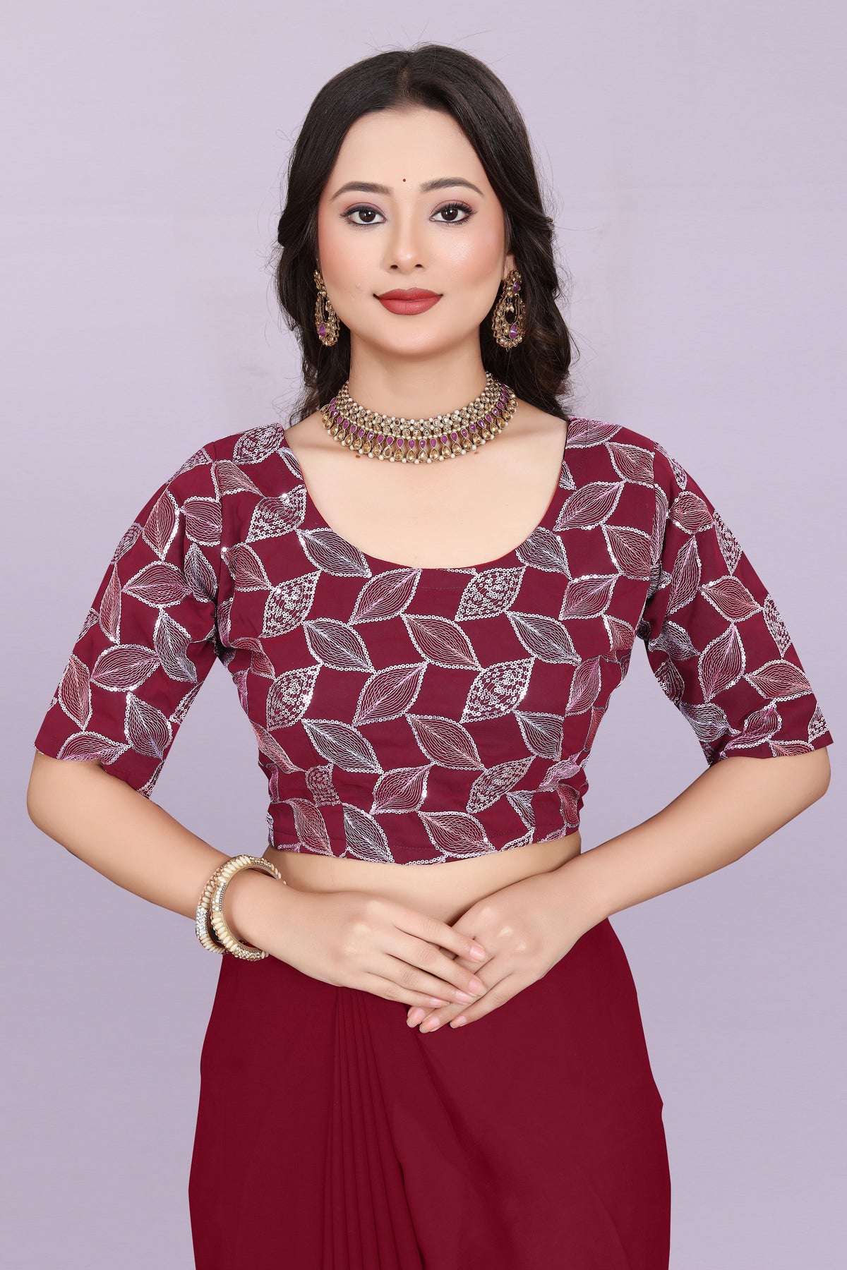 TAGALE Embroidered Bollywood Georgette Saree(Maroon)