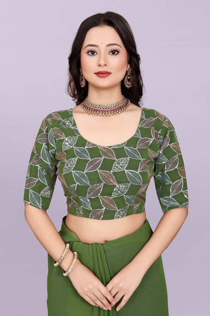 TAGALE Embroidered Bollywood Georgette Saree(Mahendi)