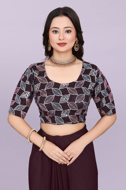 TAGALE Embroidered Bollywood Georgette Saree(Coffe)