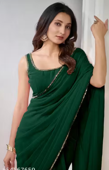 Green Elegance Embellished Saree