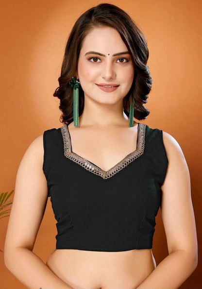 TAGALE Solid/Plain Bollywood Georgette Saree (Black)