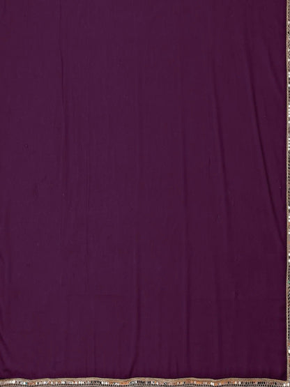 TAGALE Solid/Plain Bollywood Georgette Saree (Purple)