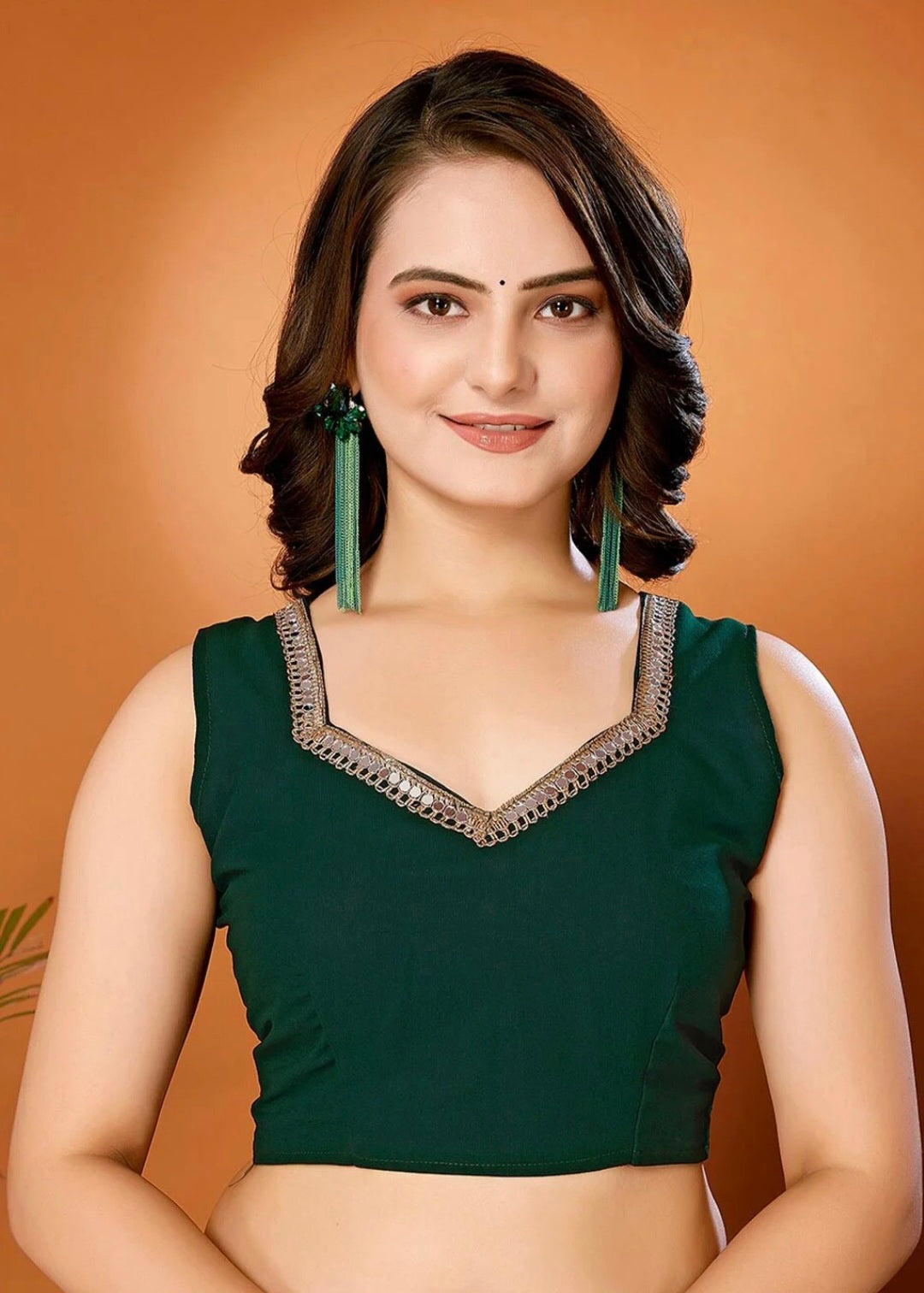 TAGALE Solid/Plain Bollywood Georgette Saree (Green)