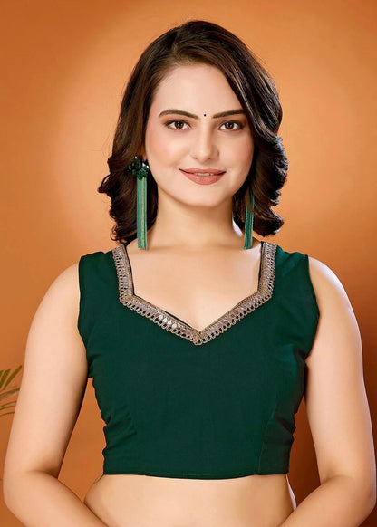 TAGALE Solid/Plain Bollywood Georgette Saree (Green)