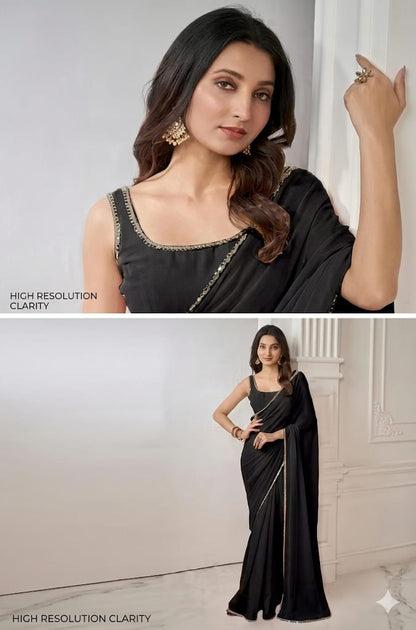 Black Elegance Embellished Saree