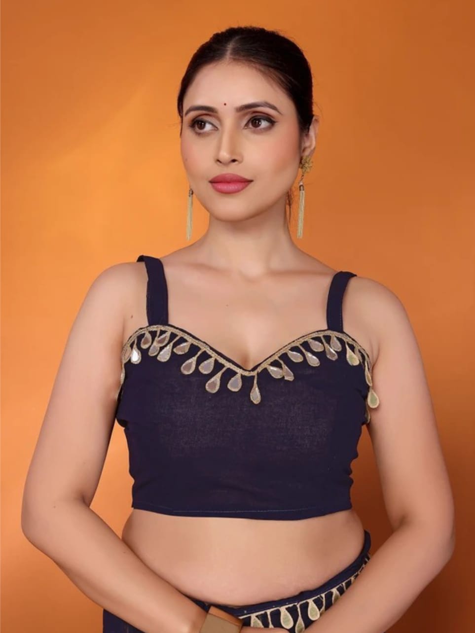 Elegant Party Wear Nevy Blue Georgette Saree